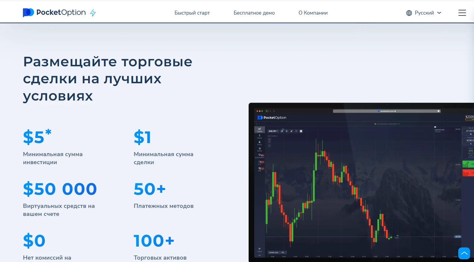 Особенности официального сайта Pocket Option